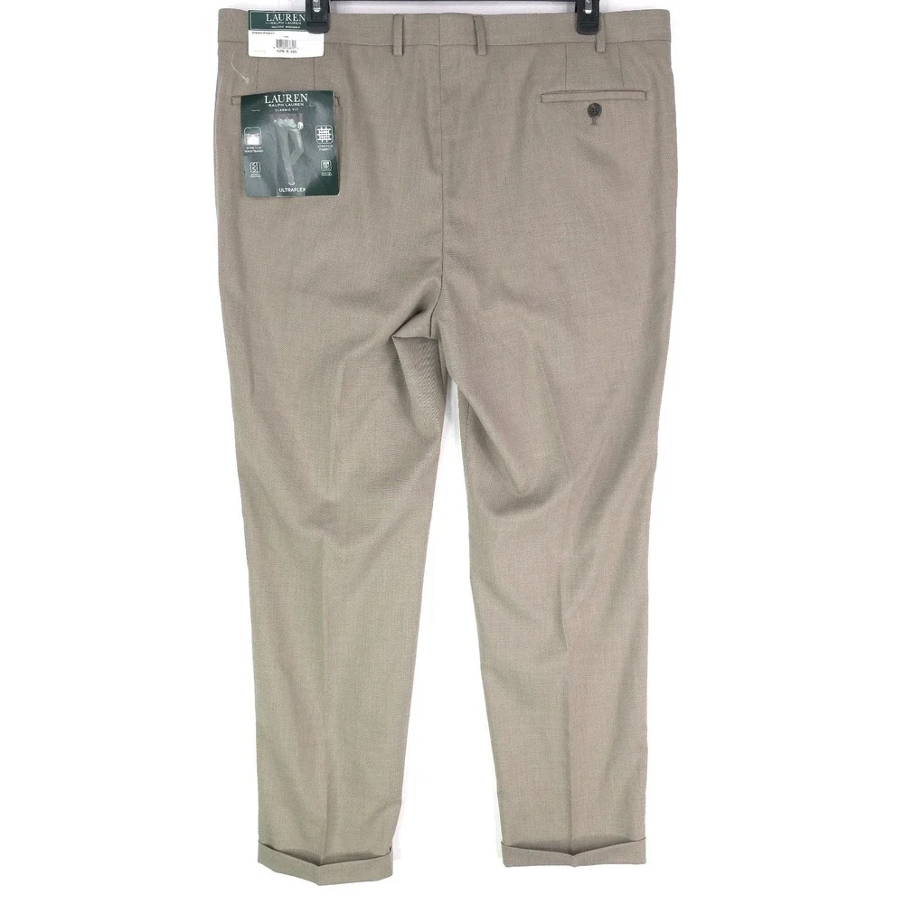 Lauren Ralph Lauren Mens 42X32 Tan Dress Pants Classic Fit Ultraflex Stretch NWT